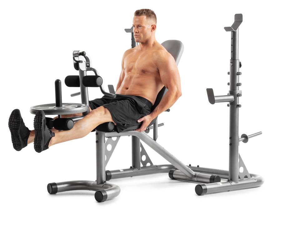 Workout bench with independent squat rack sale