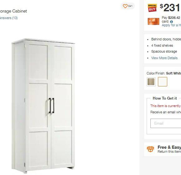 Homevisions soft deals white storage cabinet