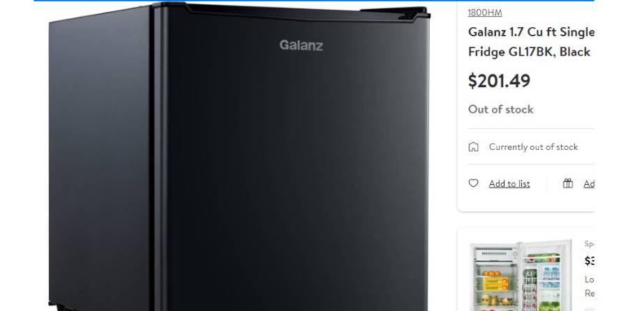Galanz GL17BK 1.7 Cu ft Single Door Mini-Fridge - Black