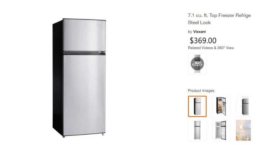 7.1 cu ft top freezer refrigerator in stainless steel look