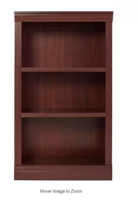 StyleWell 43 in. Dark Brown Wood 3-Shelf Classic Bookcase with Adjustable Shelves