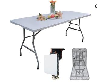 deaciber 6ft Folding Table 71 inch Plastic Fold in Half w/Handle Heavy Duty  Portable Indoor Outdoor for Garden Party Picnic Camping BBQ Dining Kitchen