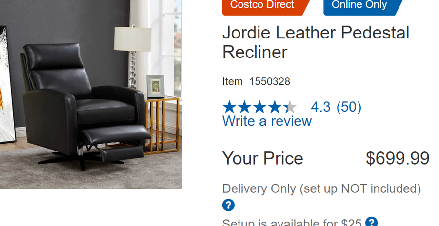 Jordie Leather Pedestal Recliner