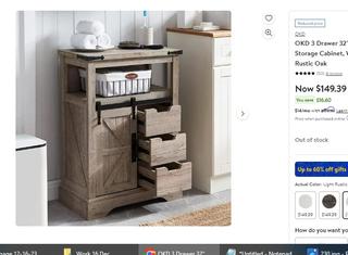 OKD Bathroom Storage Cabinet, Farmhouse Storage Cabinet with