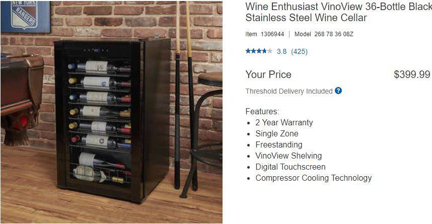 Wine enthusiast 36 discount bottle wine cellar