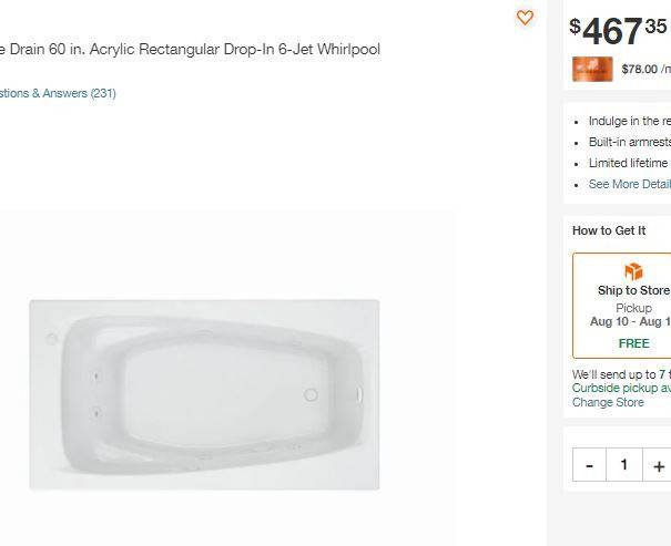 EverClean Reversible Drain 60 in. Acrylic Rectangular Drop-in 8-Jet  Whirlpool Bathtub in White